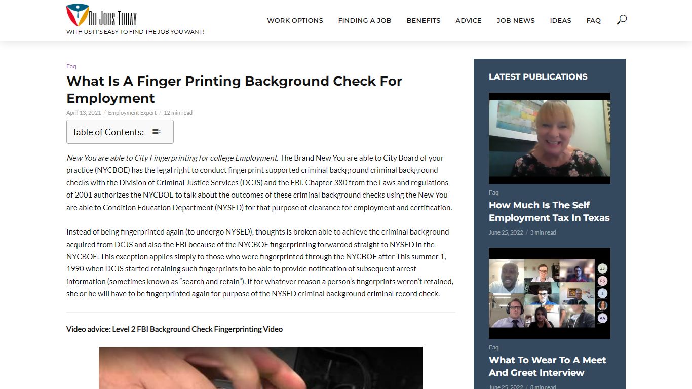 What Is A Finger Printing Background Check For Employment