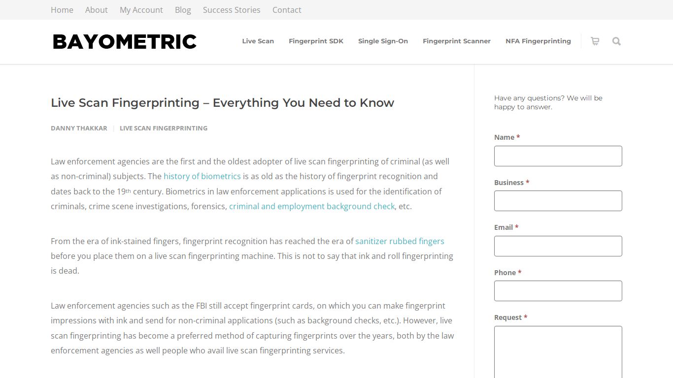 Live Scan Fingerprinting - Everything You Need to Know - Bayometric